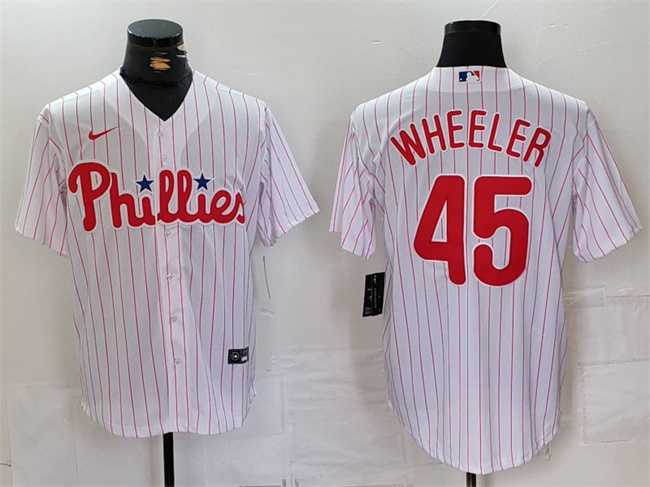 Men%27s Philadelphia Phillies #45 Zack Wheeler White Cool Base Stitched Jersey->philadelphia phillies->MLB Jersey